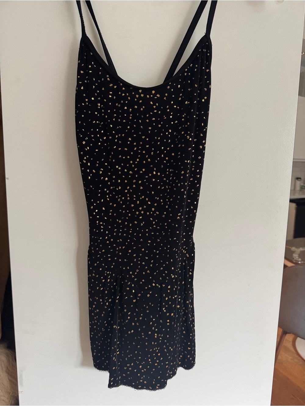 Capezio Black Slip Dress with Gold Fleck Print